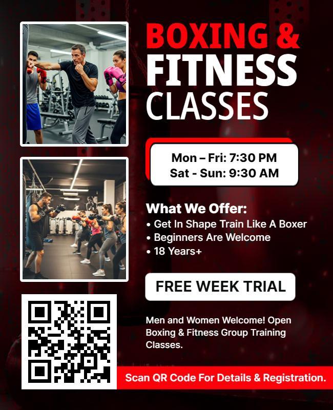 Boxing and Fitness Training Classes Flyer Template