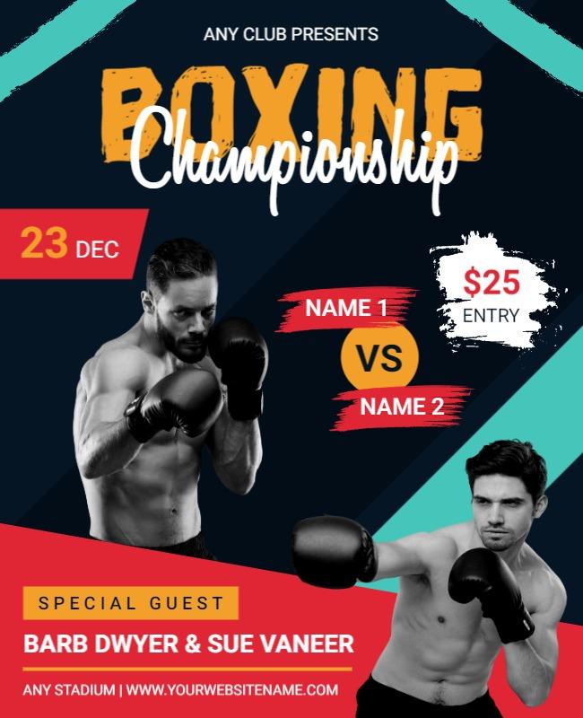 Dynamic Blue Boxing Championship Event Flyer Template