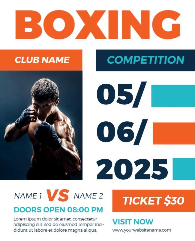 Dynamic Blue Boxing Competition Event Flyer Template