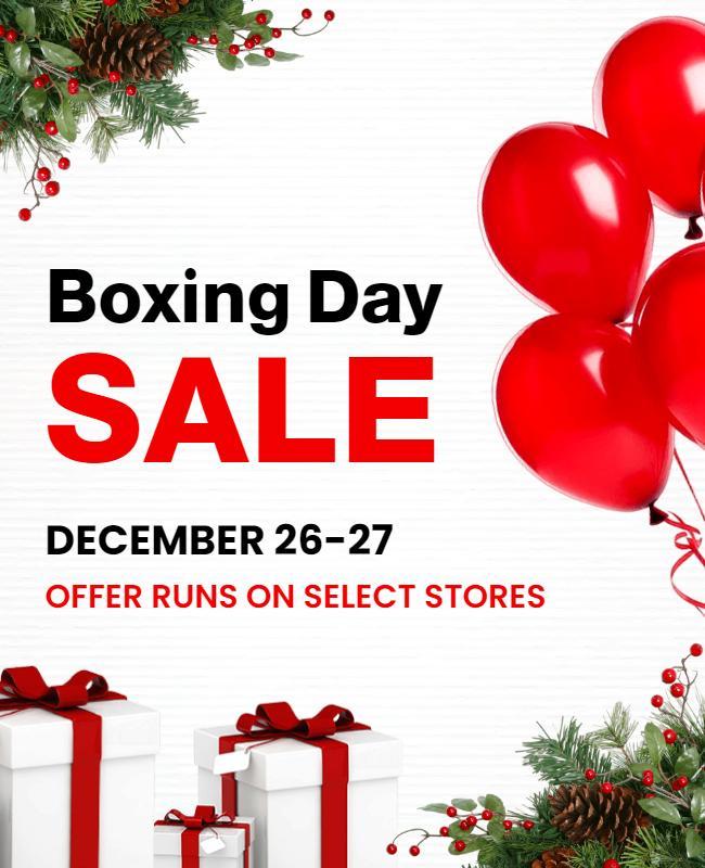 Festive Red Boxing Day Sale Announcement Flyer Template