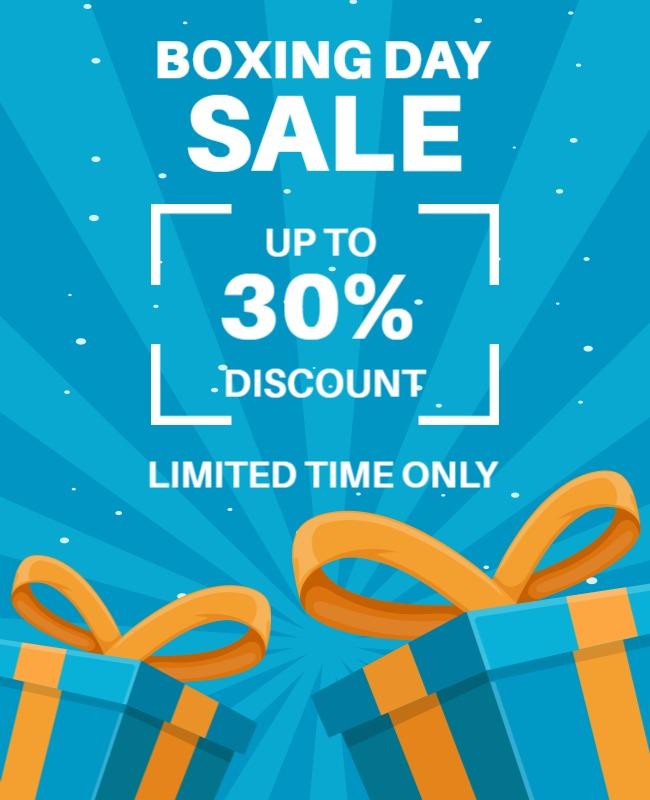 Bright Blue Boxing Day Sale Discount Flyer Template