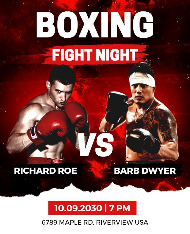 Dynamic Red Boxing Fight Night Event Flyer Template