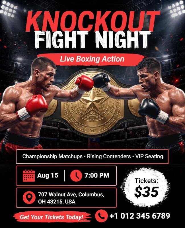 Boxing Knockout Fight Night Flyer Template