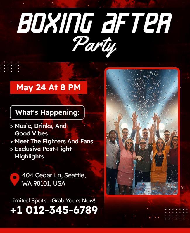 Boxing Match After Party Celebration Flyer Template