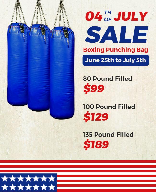 Boxing Punching Bag Fourth Of July Sale Flyer Template