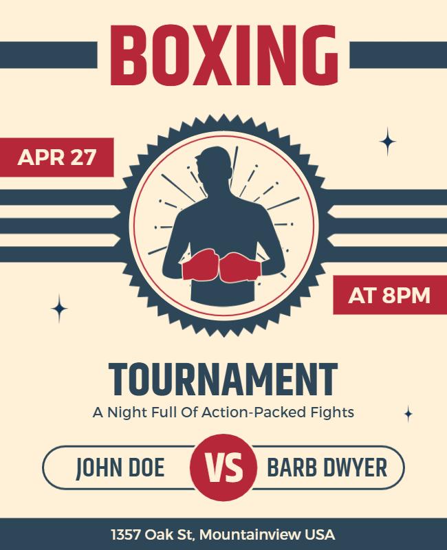 Boxing Tournament Action Packed Fights Flyer Template