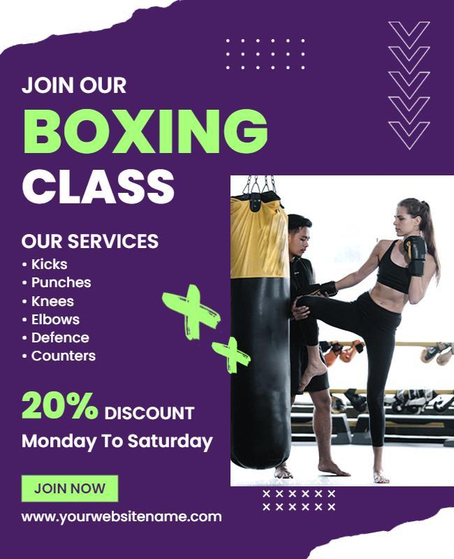 Boxing Training Class Promotion Flyer Template