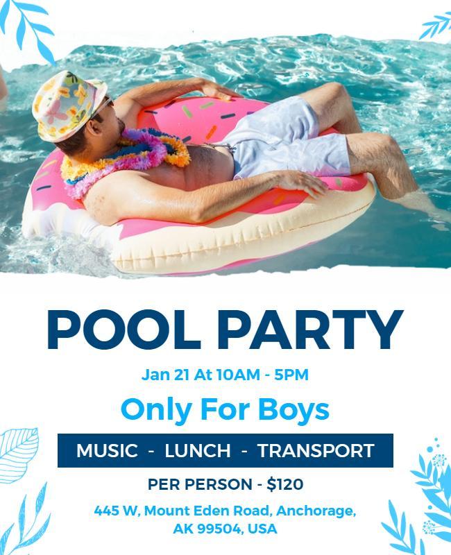 Boys Only Pool Party Event Flyer Template