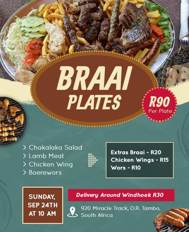 Braai Plates Dining Event Flyer Template