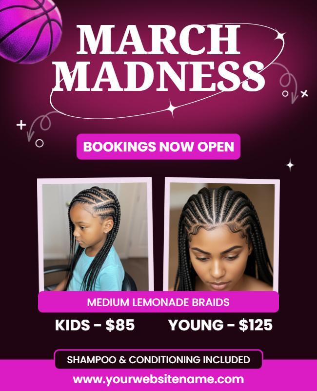 Braided Hairstyles March Madness Promotions Flyer Template