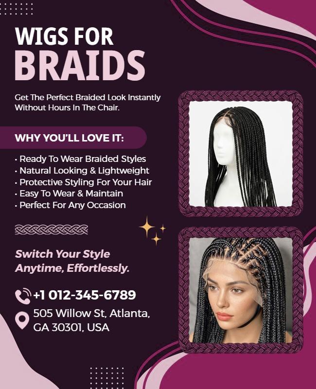 Braided Hairstyles Wigs Promotional Poster Template