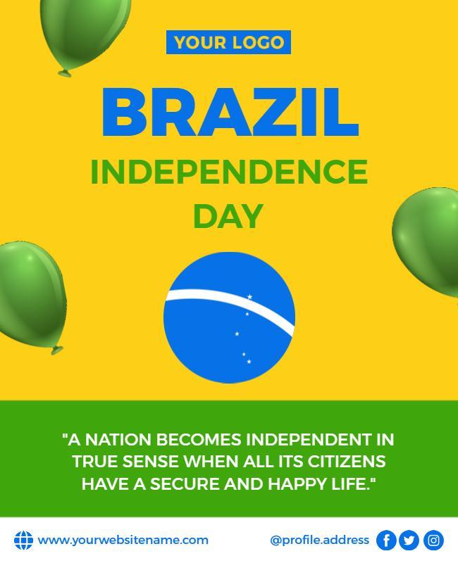 Festive Yellow Brazil Independence Day Celebration Flyer Template