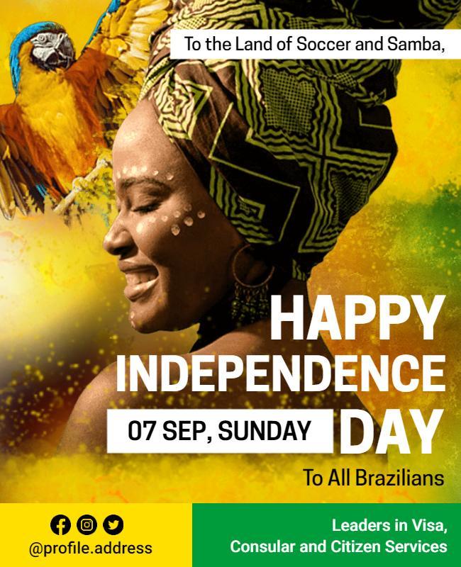 Vibrant Brazilian Independence Day Celebration Flyer Template