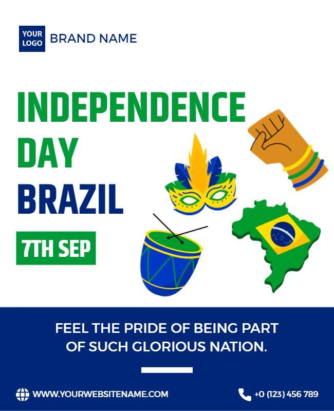 Festive Green Brazil Independence Day Celebration Flyer Template