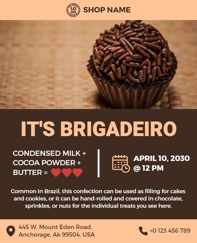 Brazilian Brigadeiro Dessert Event Flyer Template