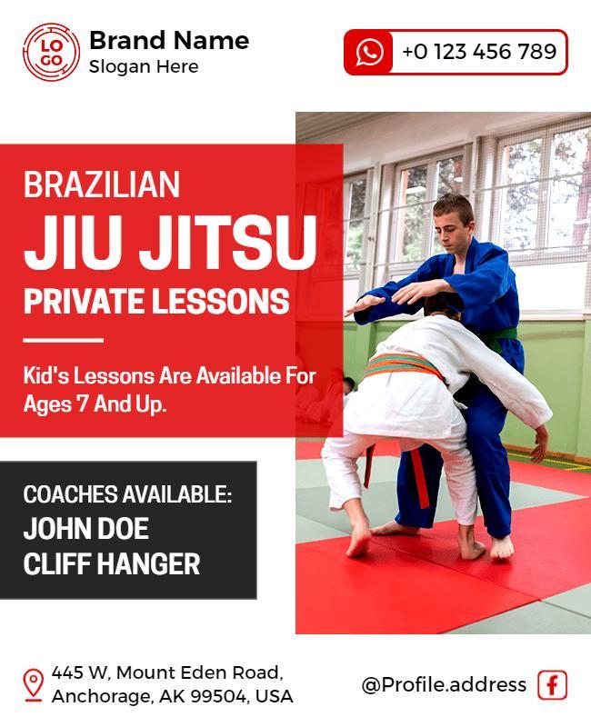 Brazilian Jiu Jitsu Private Lessons Flyer Template