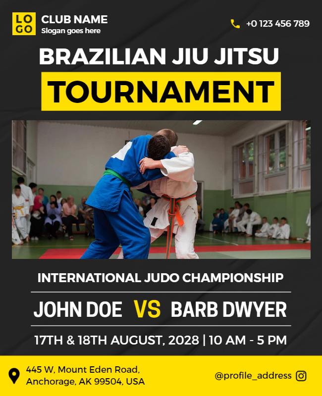 Brazilian Jiu Jitsu Tournament Announcement Flyer Template