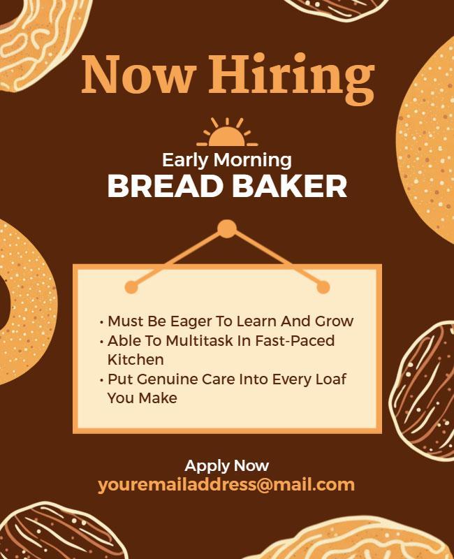 Bread Baker Job Now Hiring Flyer Template