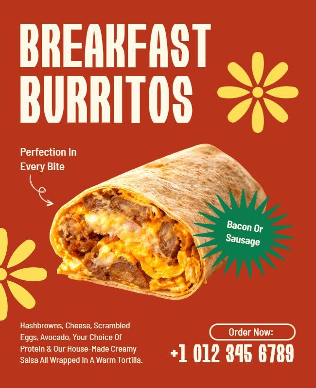 Breakfast Burritos Advertisement Poster Template