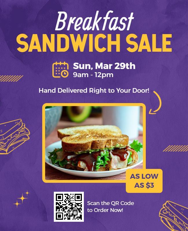 Breakfast Sandwich Sale Promotional Flyer Template