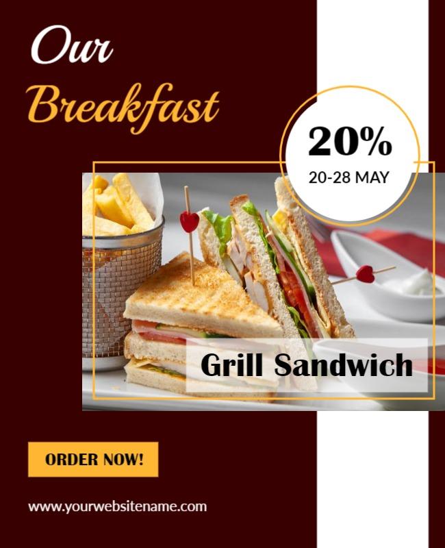 Breakfast Special Grill Sandwich Flyer Template