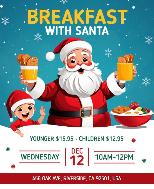 Festive Colorful Breakfast with Santa Celebration Flyer Template