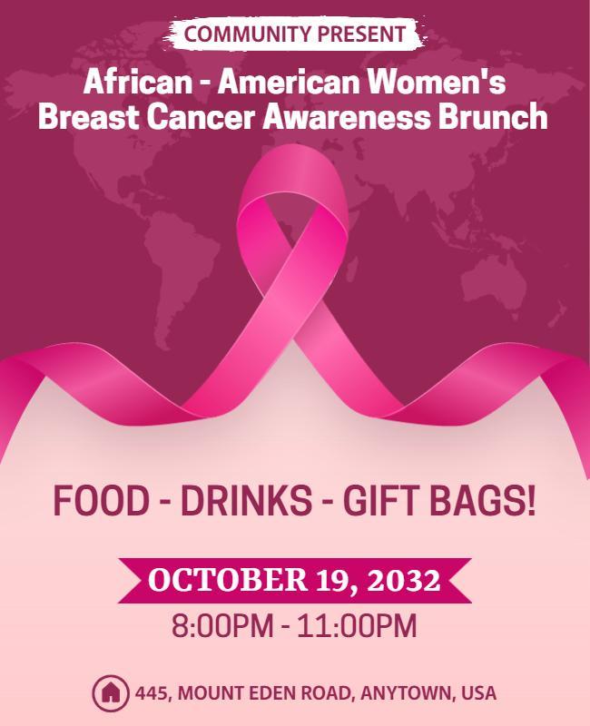 Breast Cancer Awareness Brunch Event Flyer Template