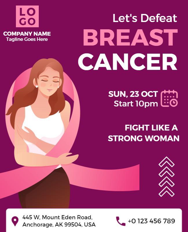 Empowering Purple Breast Cancer Awareness Fundraiser Flyer Template