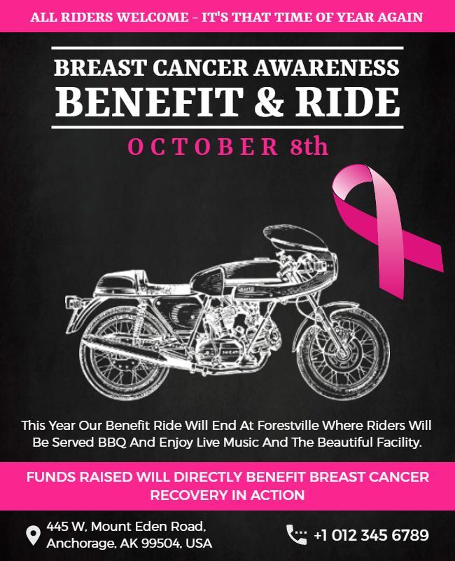 Breast Cancer Benefit and Ride Flyer Template