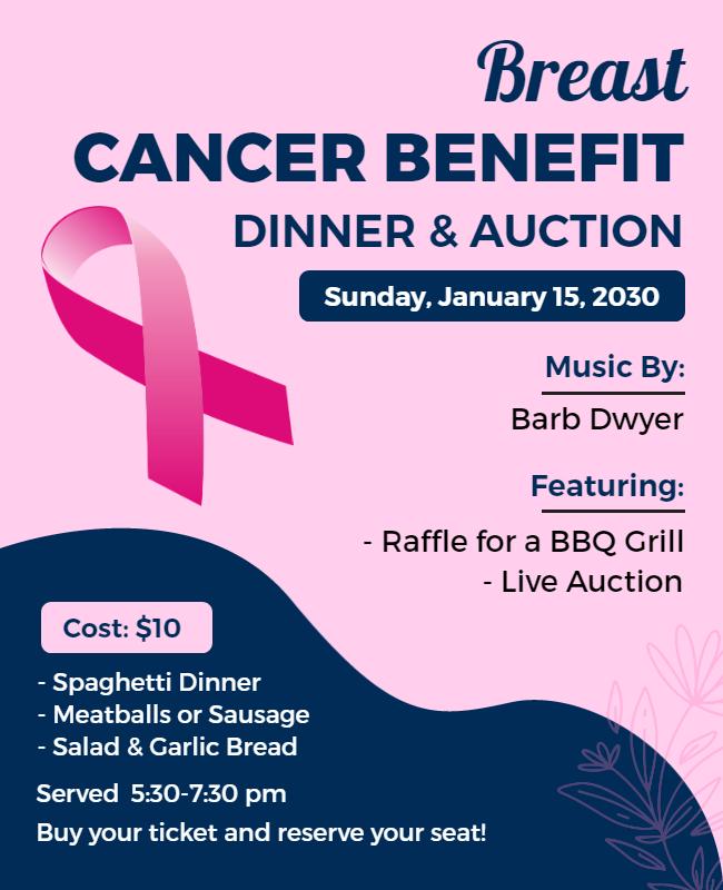 Breast Cancer Benefit Dinner and Auction Flyer Template