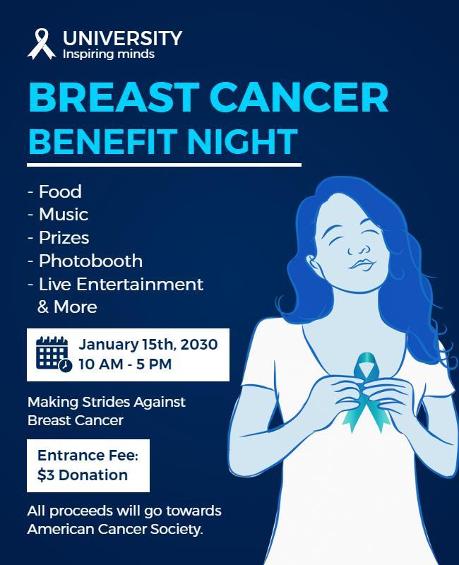 Breast Cancer Benefit Night Event Flyer Template