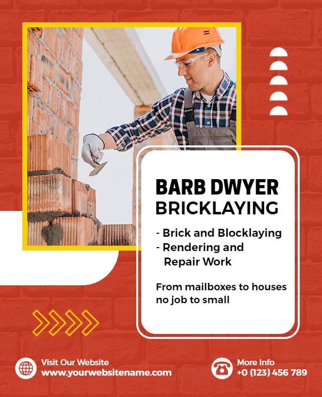 Bricklaying and Repair Services Promotion Flyer Template