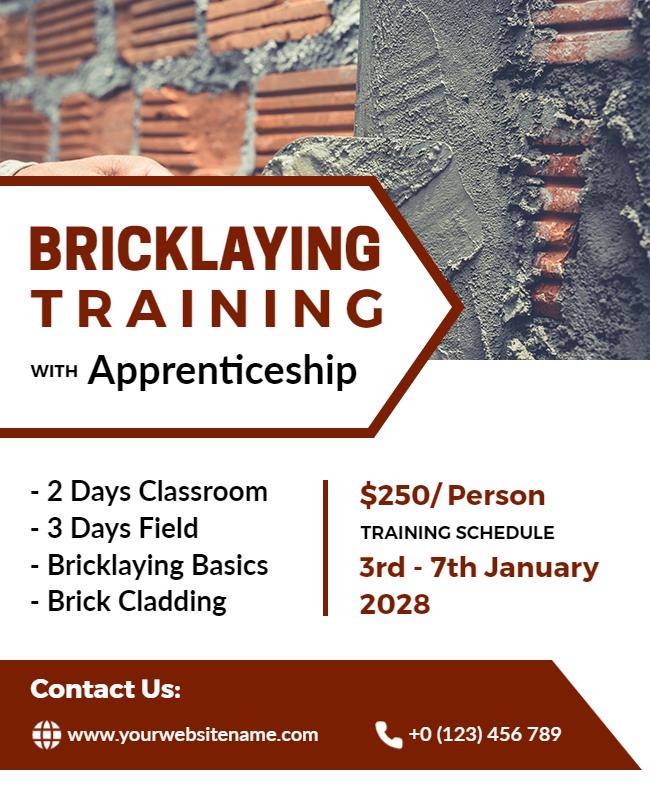 Bricklaying Apprenticeship Training Flyer Template