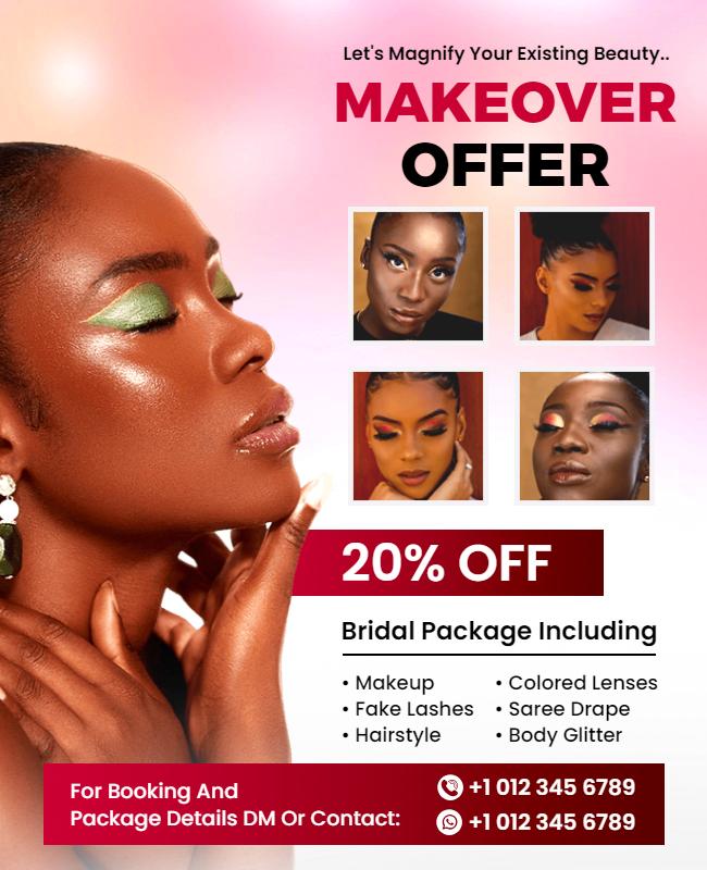 Bridal Makeup and Hairstyle Offer Flyer Template