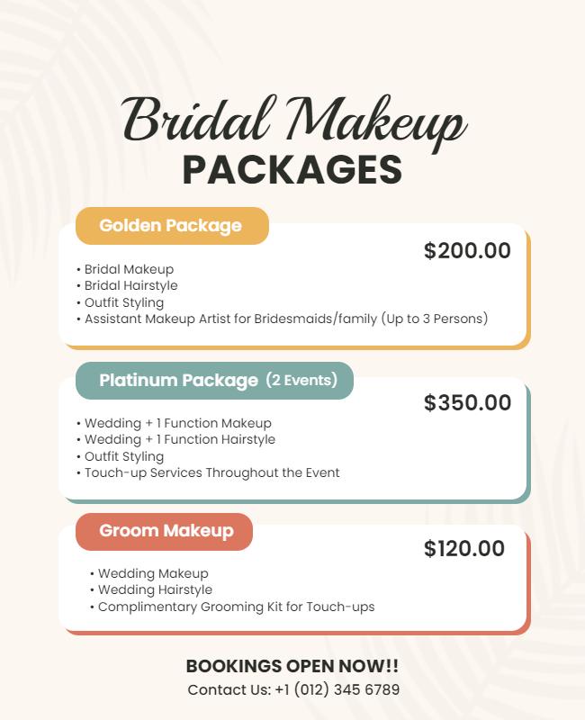 Bridal Makeup Packages Promotional Flyer Template