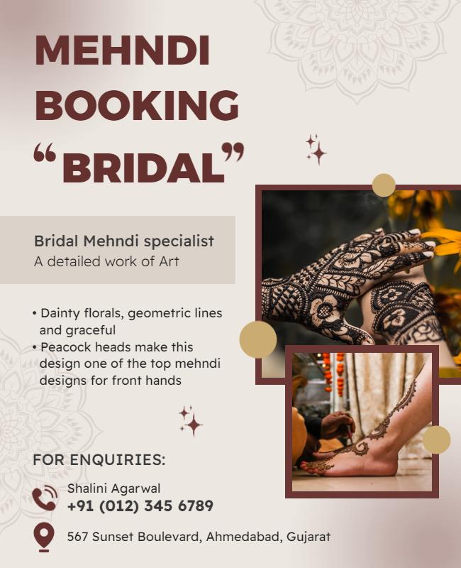 Bridal Mehndi Booking Services Flyer Template