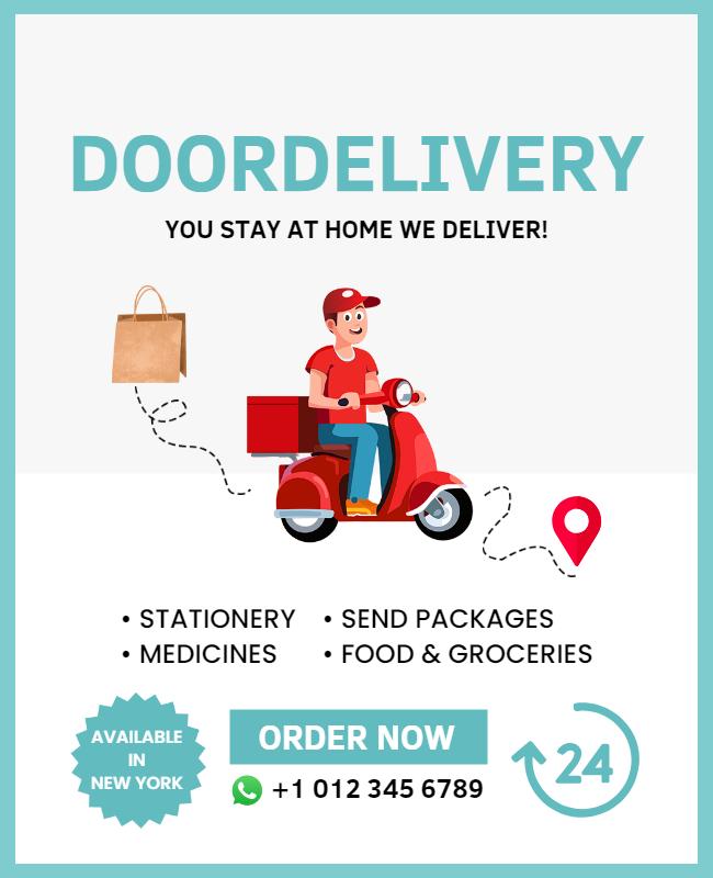 Bright and Cheerful Door Delivery Service Poster Template