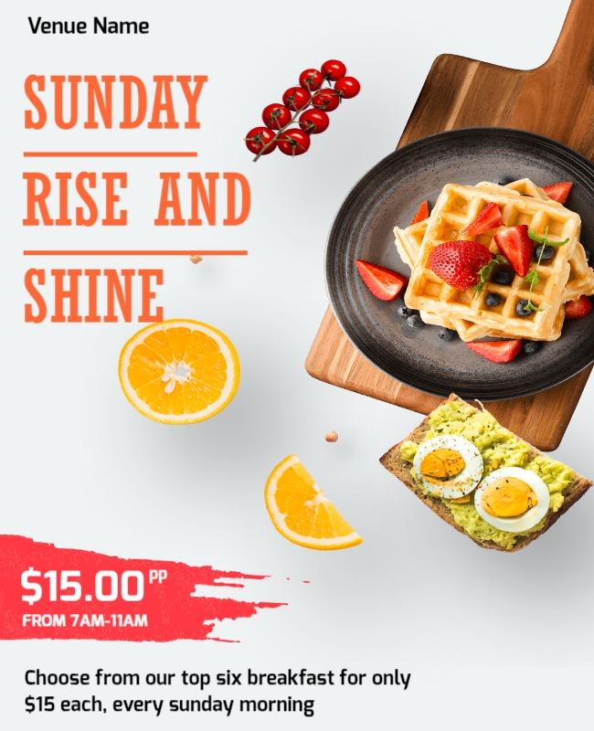 Bright and Cheerful Sunday Breakfast Special Poster Template