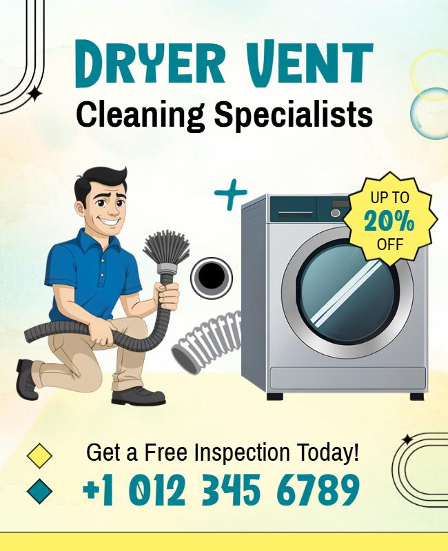 Bright and Friendly Dryer Vent Cleaning Offer Flyer Template