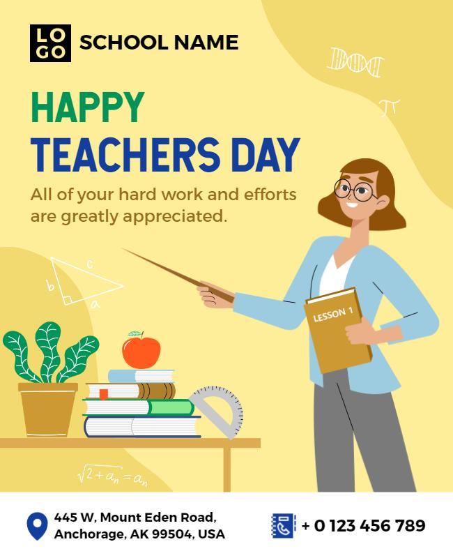 Bright and Friendly Teacher Appreciation Day Poster Template