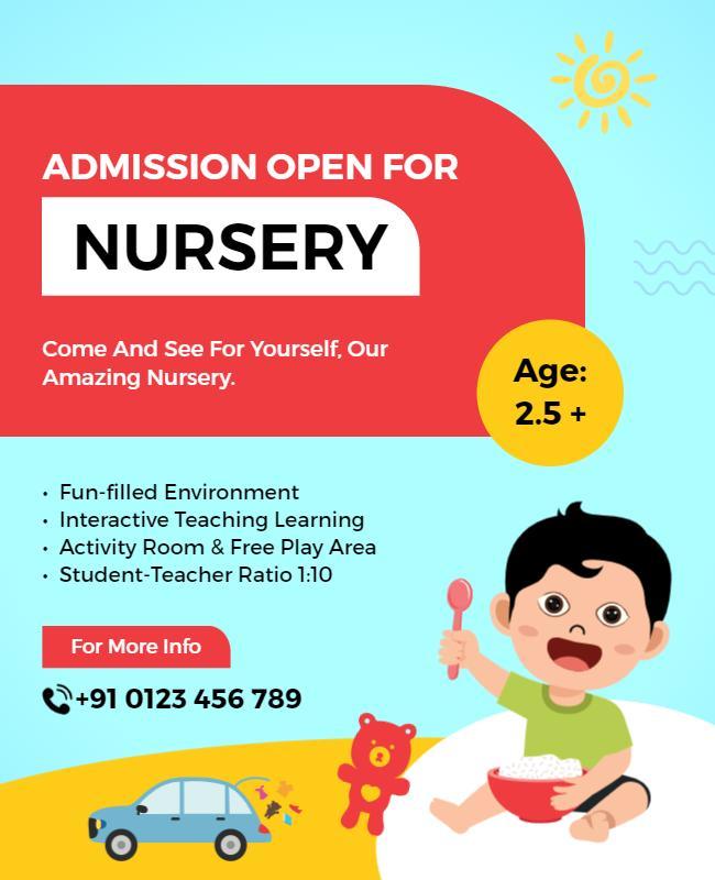 Bright and Playful Nursery Admission Open Poster Template
