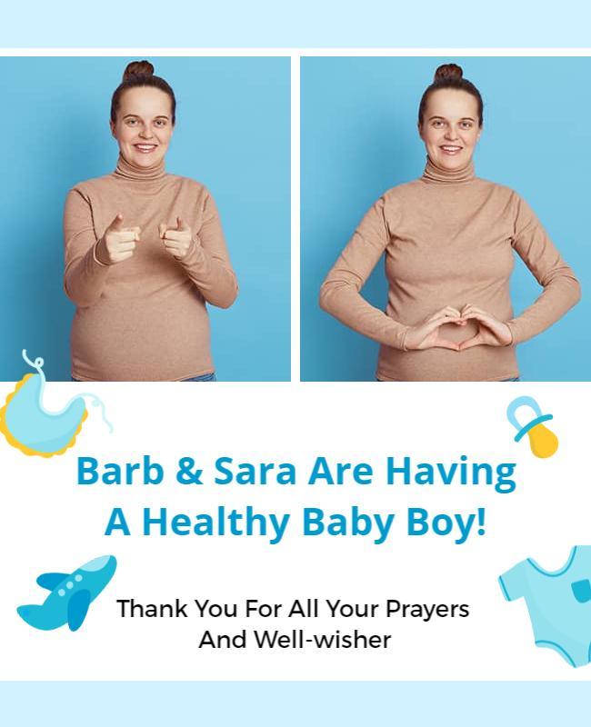 Bright Blue and Cheerful Baby Boy Announcement Flyer Template