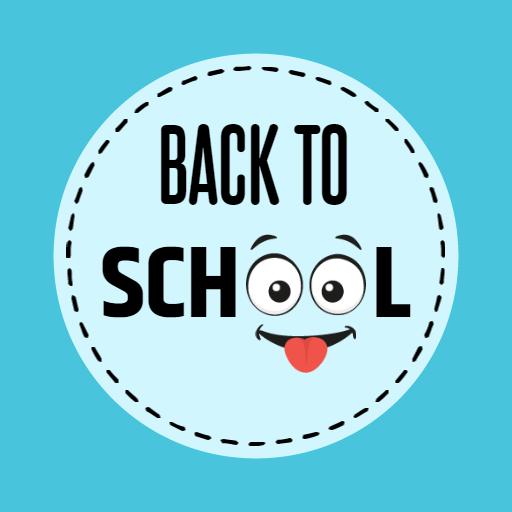 Bright Blue and Fun Design for Back to School Logo Template