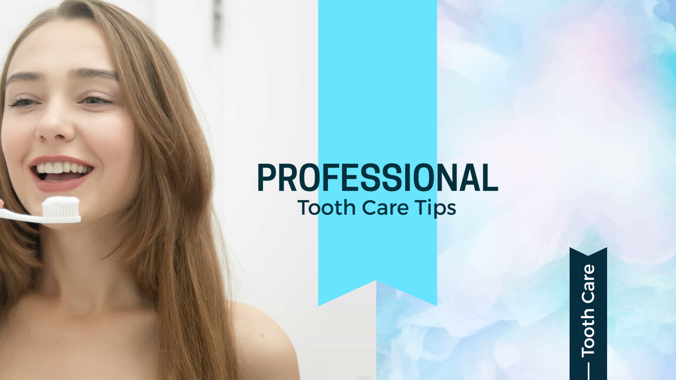 Bright Blue and Light Pastel Tooth Care Tips YouTube Banner Template