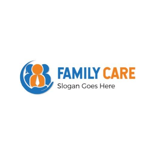 Bright Blue and Orange Design Representing Family Care Center Logo Template