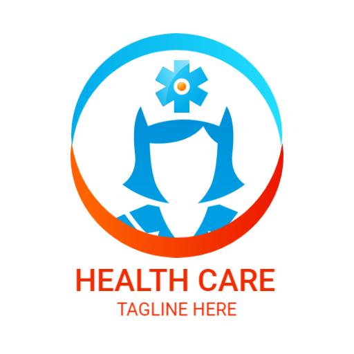 Bright Blue and Orange Healthcare Nurse Logo Template