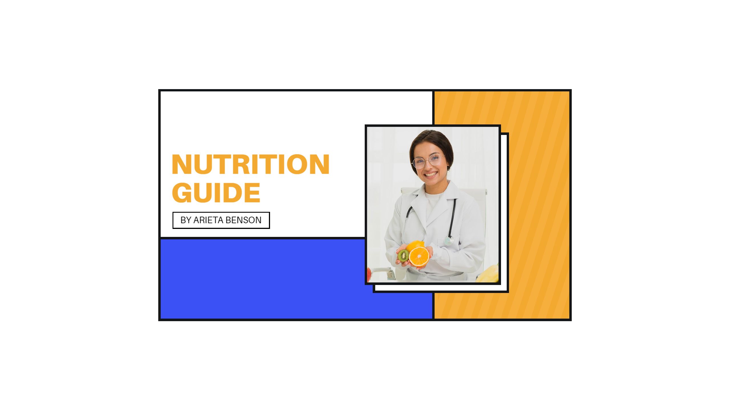 Bright Blue and Orange Nutrition Guide for YouTube Channel Banner Template