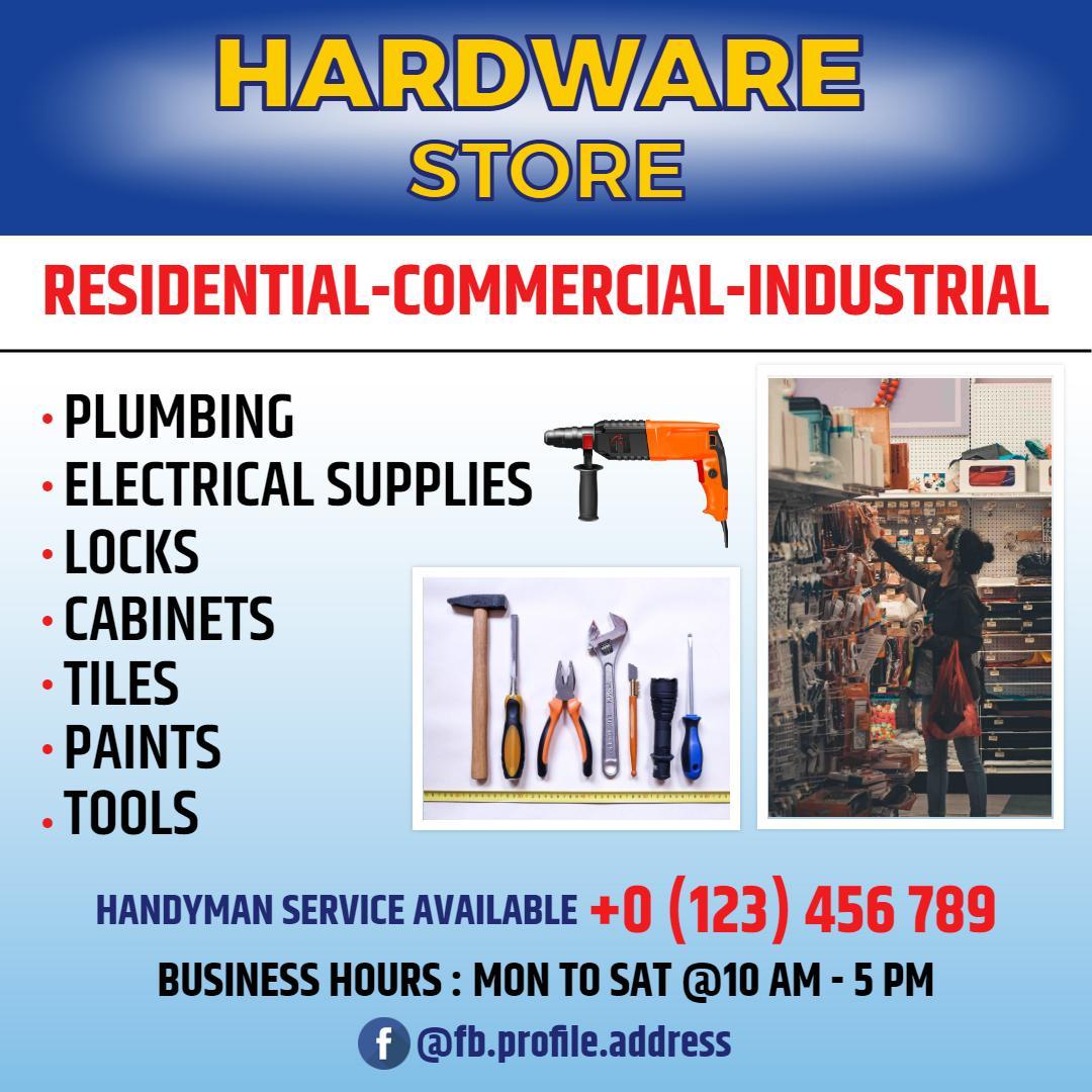 Bright Blue and Red Handyman Services for Home Improvement Ad Template