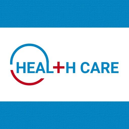 Bright Blue and Red Healthcare Symbol for Hospital Logo Template