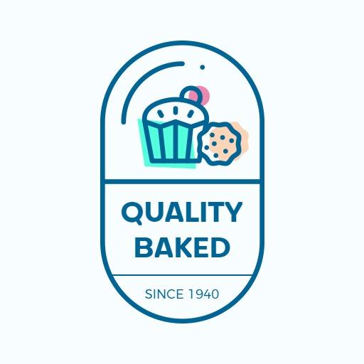 Bright Blue and White Bakery Logo Showcasing Quality Baked Goods Logo Template
